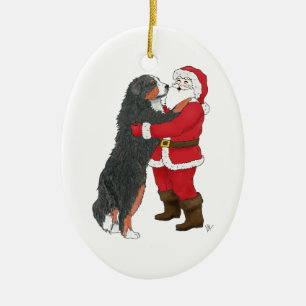 Bernese Mountain Dog Christmas Greeting Ceramic Ornament