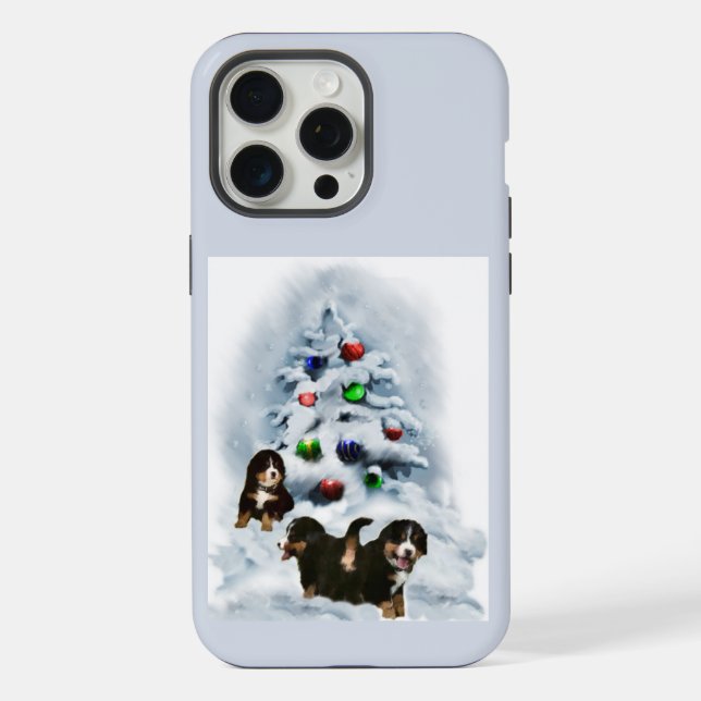 Bernese Mountain Dog Christmas Holidays iPhone Case (Back)
