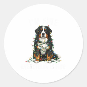 Bernese Mountain Dog Christmas I'm Fine Everything Classic Round Sticker