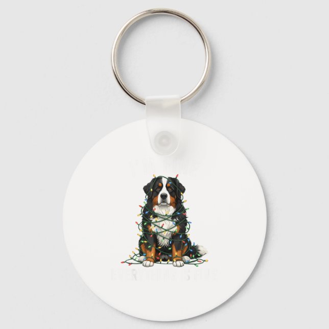 Bernese Mountain Dog Christmas I'm Fine Everything Keychain (Front)