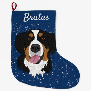 Bernese Mountain Dog Christmas   Large Christmas Stocking