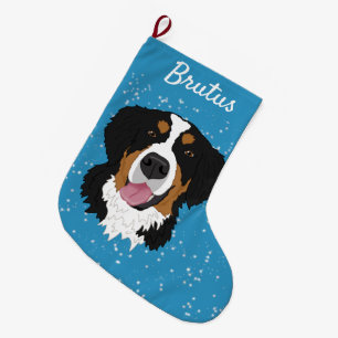 Bernese Mountain Dog Christmas  Large Christmas Stocking