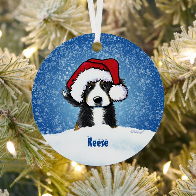Bernese Mountain Dog Christmas Metal Ornament (Insitu)