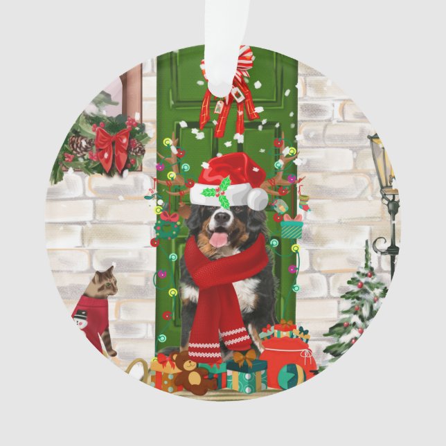 Bernese Mountain Dog Christmas  Ornament (Front)