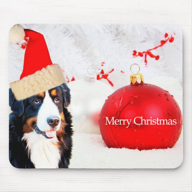 Bernese Mountain Dog Christmas Ornament Mousepad (Front)