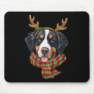Bernese Mountain Dog Christmas Reindeer Santa Hat  Mouse Pad