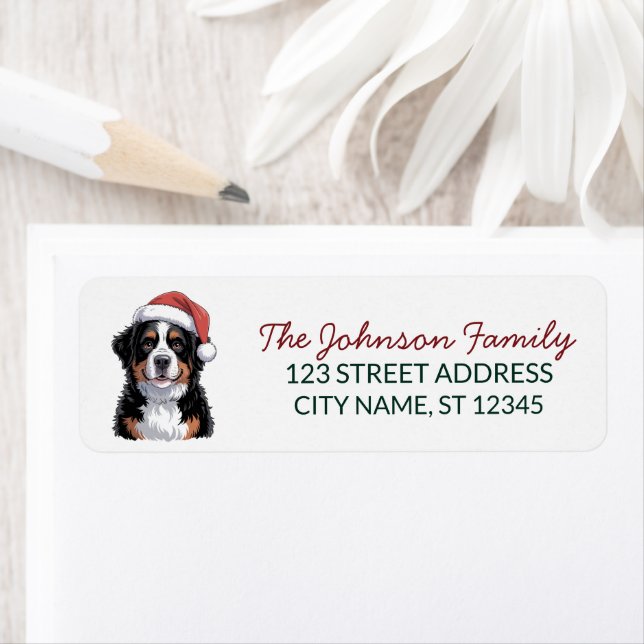 Bernese Mountain Dog Christmas Return Address      (En situation)