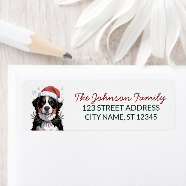 Bernese Mountain Dog Christmas Return Address      (En situation)