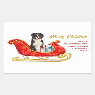 Bernese Mountain Dog Christmas Sleigh Sticker