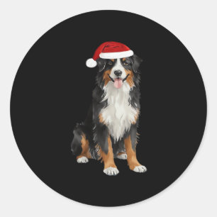 Bernese Mountain Dog Christmas Tree Dog Puppy Wate Classic Round Sticker