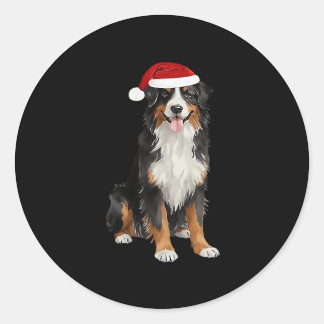 Bernese Mountain Dog Christmas Tree Dog Puppy Wate Classic Round Sticker (Front)