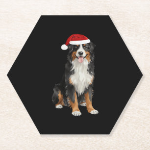 Bernese Mountain Dog Christmas Tree Dog Puppy Wate Paper Coaster