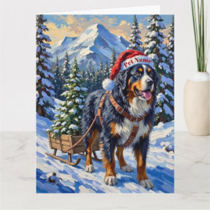 Bernese Mountain Dog Christmas Tree Hauler Hat Card