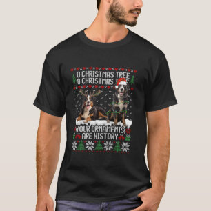 Bernese Mountain Dog Christmas Tree Lights Puppy D T-Shirt