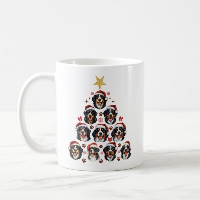 Bernese Mountain Dog Christmas Tree, Xmas Berner Coffee Mug (Left)