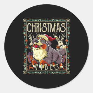 Bernese Mountain Dog Christmas Vibes Dog Santa Cla Classic Round Sticker