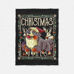 Bernese Mountain Dog Christmas Vibes Dog Santa Cla Fleece Blanket