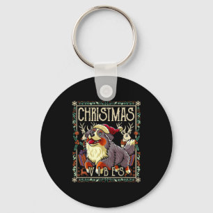 Bernese Mountain Dog Christmas Vibes Dog Santa Cla Keychain