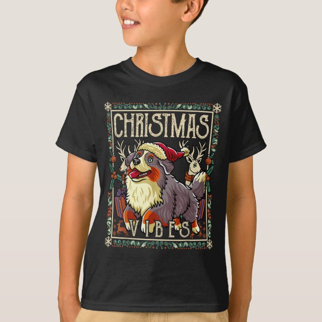 Bernese Mountain Dog Christmas Vibes Dog Santa Cla T-Shirt (Front)