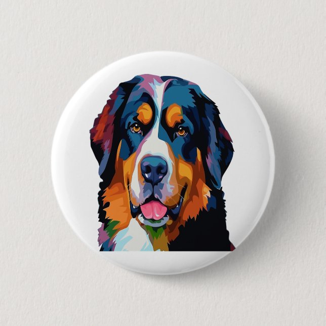 Bernese Mountain Dog Colourful  2 Inch Round Button (Front)