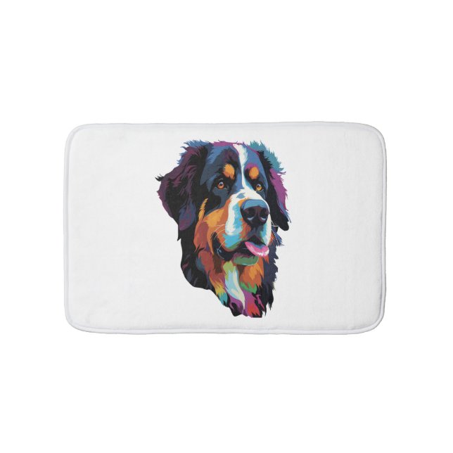 Bernese Mountain Dog Colourful  Bath Mat (Front)