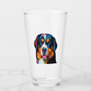 Bernese Mountain Dog Colourful Glass
