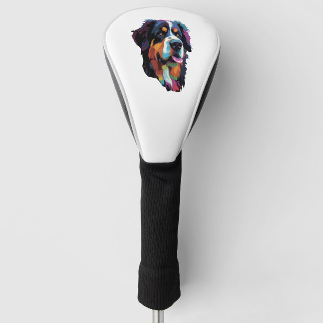 Bernese Mountain Dog Colourful  Golf Head Cover (Front)