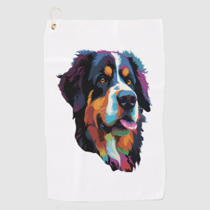 Bernese Mountain Dog Colourful Golf Towel
