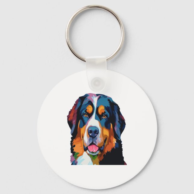 Bernese Mountain Dog Colourful  Keychain (Front)
