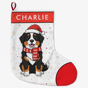Bernese Mountain Dog Custom Name  Large Christmas Stocking