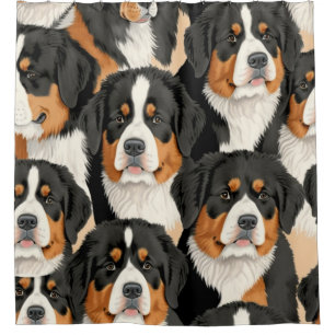 Bernese Mountain Dog Decorative Seamless Pattern