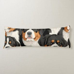 Bernese Mountain Dog Decorative Seamless Pattern Body Pillow