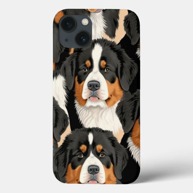 Bernese Mountain Dog Decorative Seamless Pattern Case-Mate iPhone Case (Back)