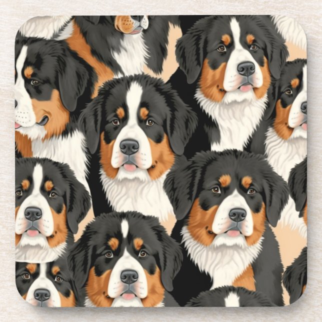 Bernese Mountain Dog Decorative Seamless Pattern Coaster (Front)