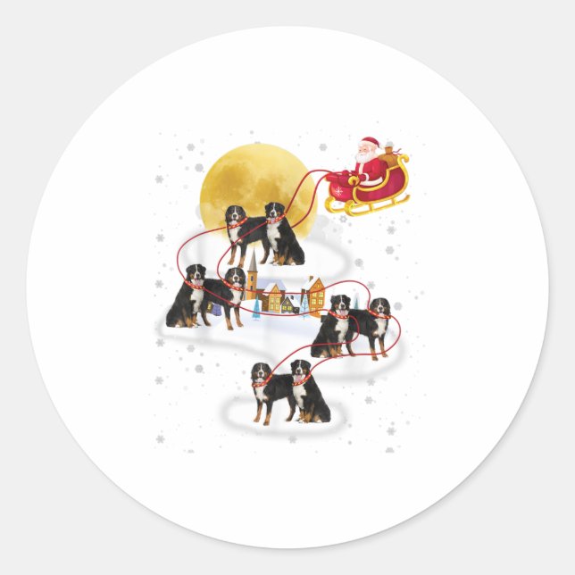 Bernese Mountain Dog Dog Light Christma Classic Round Sticker (Front)