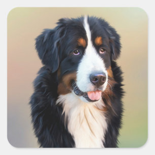 “bernese mountain dog”,dog,puppy,silhouette,name,p square sticker