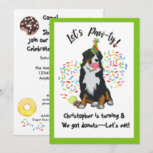 Bernese Mountain Dog Donut Invitation de fête d'an