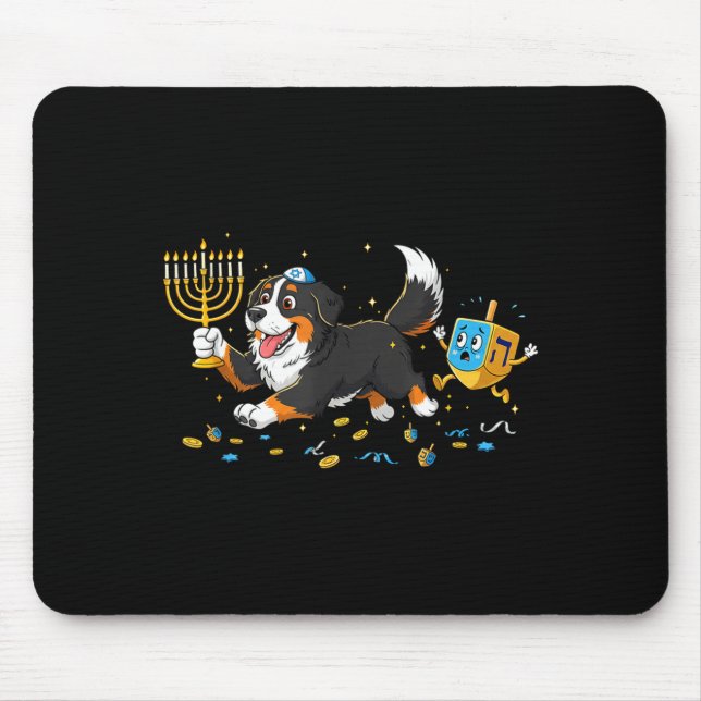 Bernese Mountain Dog Dreidel Menorah Hanukkah Wome Mouse Pad (Front)