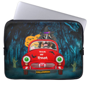Bernese Mountain Dog Driving Car Scary Halloween  Laptop Sleeve