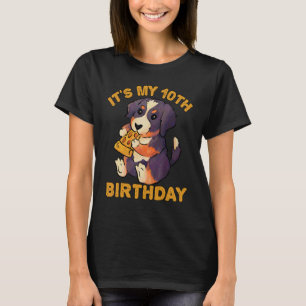 Bernese Mountain Dog Eating Pizza It's My 10th Bir T-Shirt