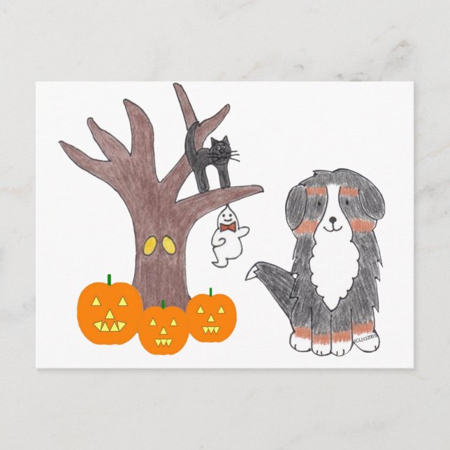 Bernese Mountain Dog Fall Postcard (Front)