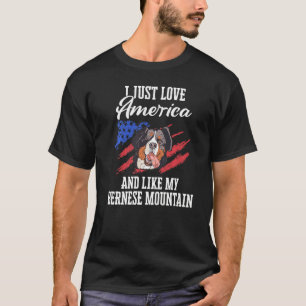 Bernese Mountain Dog Farming Dog Usa Flag T-Shirt