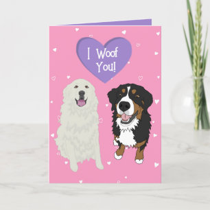 Bernese Mountain Dog Great PyreneesValentines Day  Thank You Card