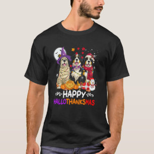 Bernese Mountain Dog Hallothanksmas Halloween Than T-Shirt