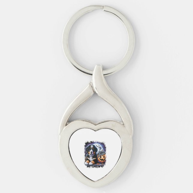 Bernese Mountain Dog Halloween Keychain (Front)