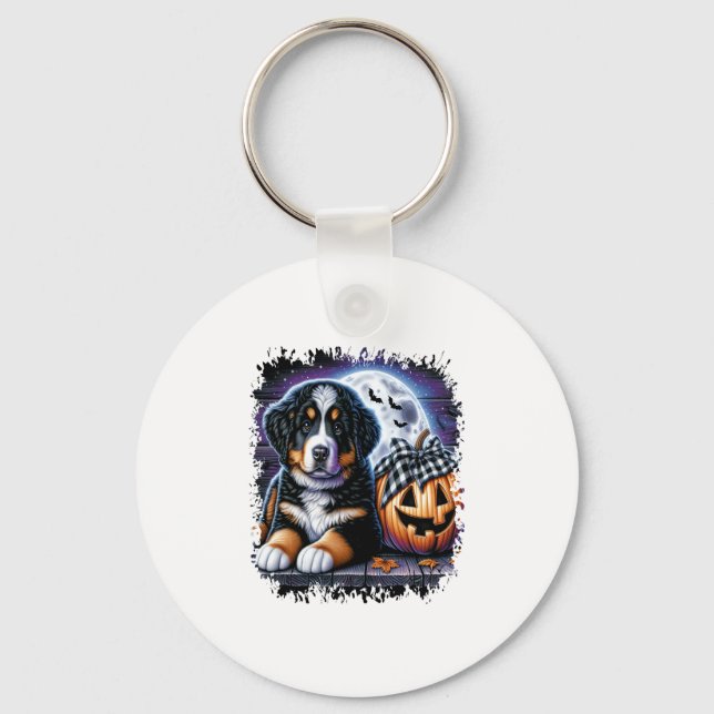 Bernese Mountain Dog Halloween Keychain (Front)