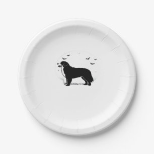 Bernese Mountain Dog � Halloween Moon Silhouette O Paper Plate