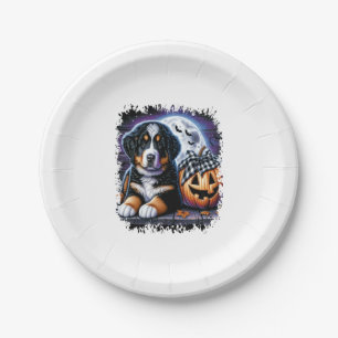 Bernese Mountain Dog Halloween Paper Plate