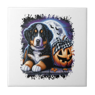 Bernese Mountain Dog Halloween Tile
