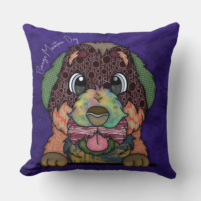 Bernese Mountain Dog hand-painted Throw Pillow (Front)